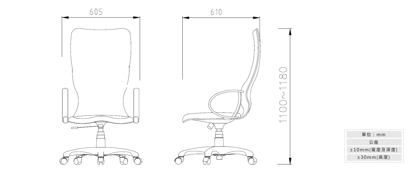 2-20 人體工學辦公椅材質說明