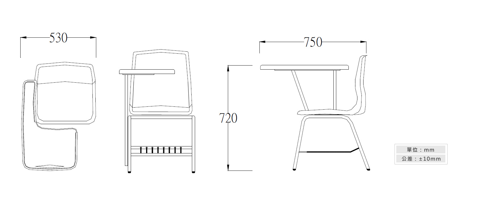 2-33B 學生單人課桌椅材質說明
